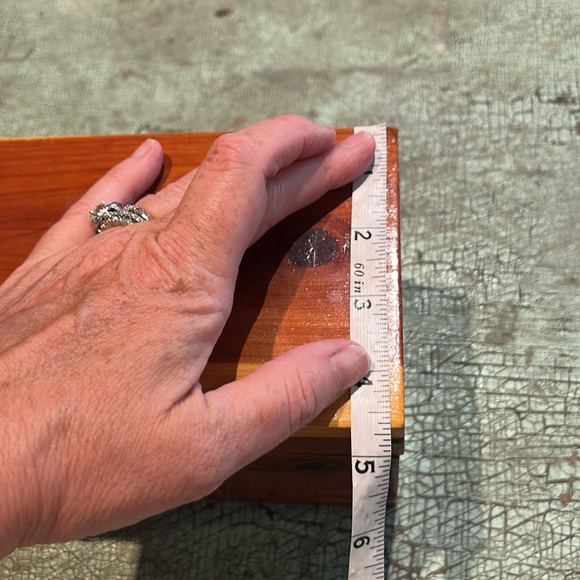 Handmade Vintage Cedar Wood Box with Hinged Lid โ 7โ Keepsake or Trinket Chest - Picture 6 of 8